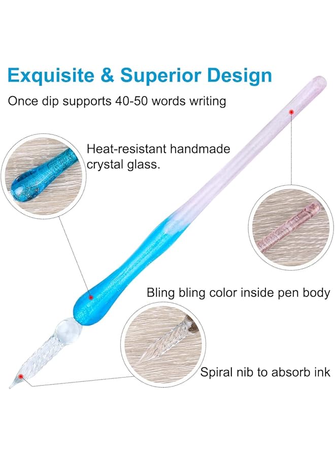 إيروريكس مجموعة أقلام زجاجية وحبر مع قلمين كريستاليين للخط و12 قلم حبر ذهبي وحامل أقلام وكوب تنظيف مجموعة هدايا للمبتدئين من أقلام زجاجية للرسم والكتابة والبطاقات التوقيعية - Image 3