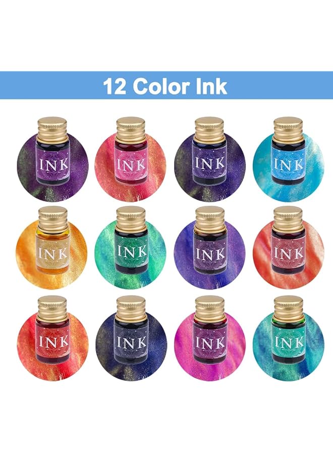 إيروريكس مجموعة أقلام زجاجية وحبر مع قلمين كريستاليين للخط و12 قلم حبر ذهبي وحامل أقلام وكوب تنظيف مجموعة هدايا للمبتدئين من أقلام زجاجية للرسم والكتابة والبطاقات التوقيعية - Image 4