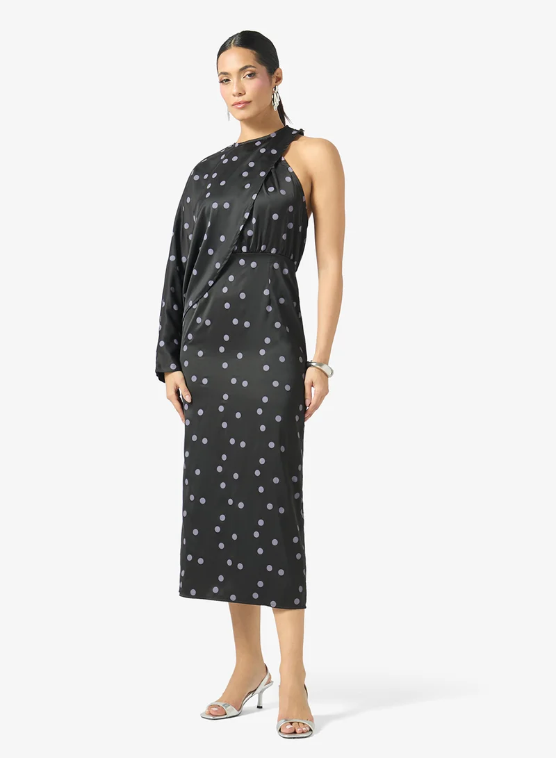 Polka One shoulder Blouse & Skirt Set