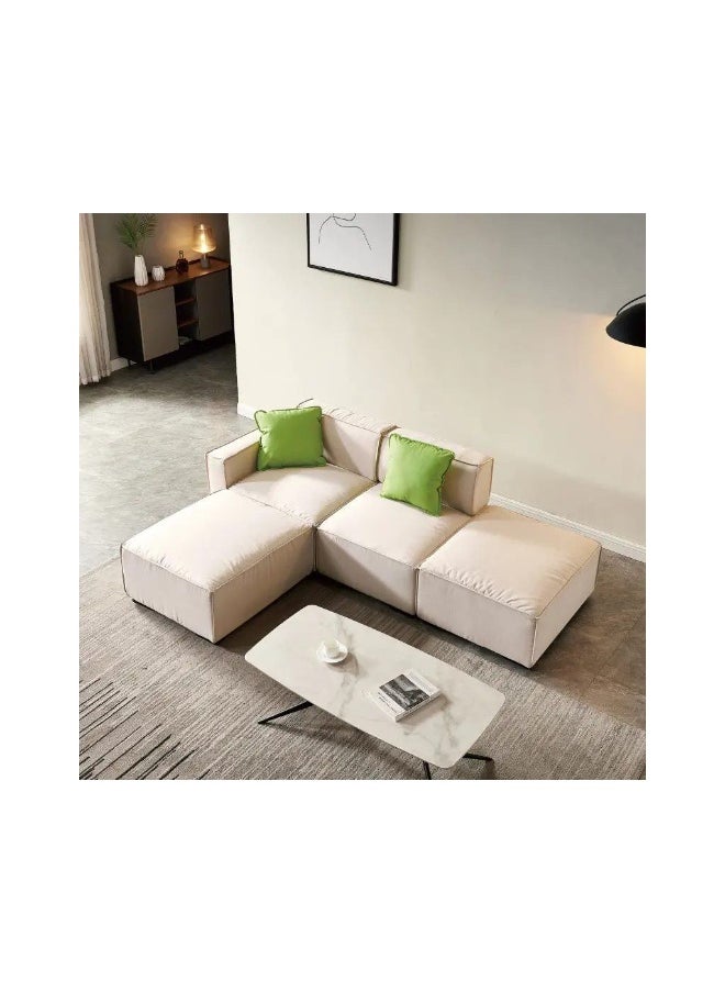 Homzmart MDF and Linen L-Shape Sofa  - Beige  - Image 1