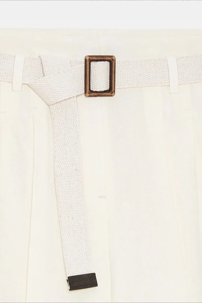 Dilvin Dusty White DILVIN Linen Shorts for Women | Best Price UAE