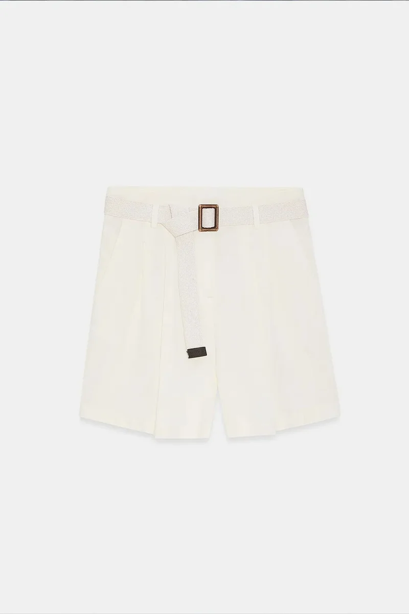 Dilvin Dusty White DILVIN Linen Shorts for Women | Best Price UAE