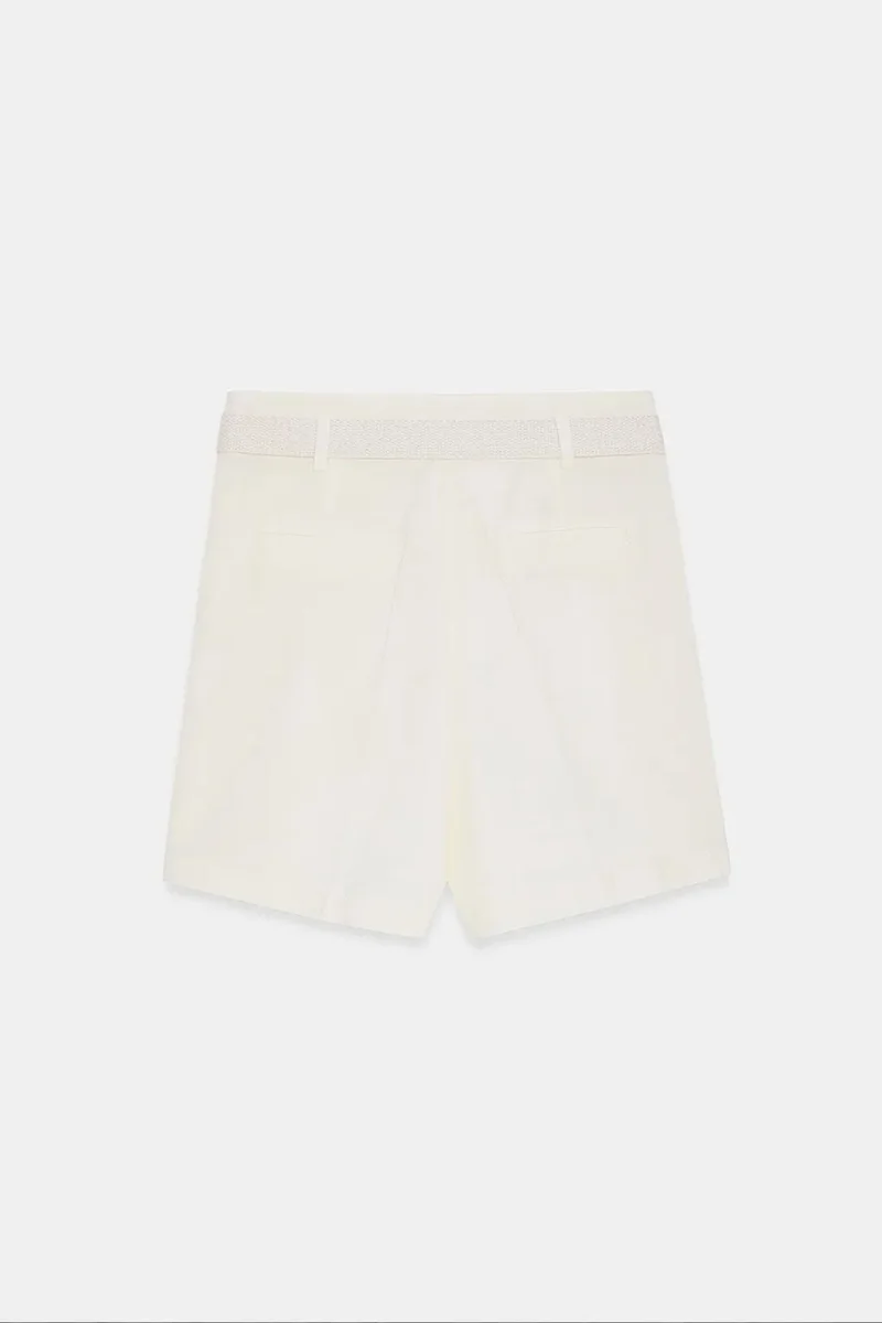 Dilvin Dusty White DILVIN Linen Shorts for Women | Best Price UAE