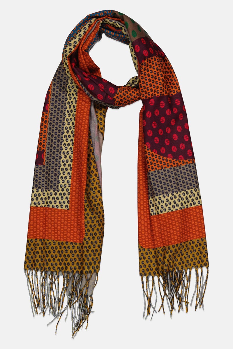 ELLE Women Graphic Print Scarves 182 L x 70 H cm, Maroon - Image 1