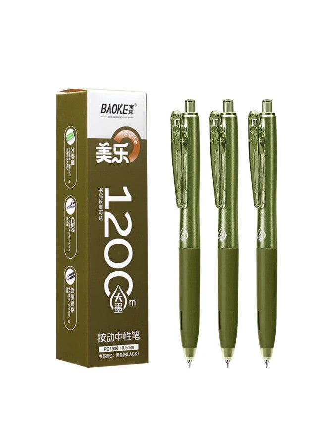 Baoke (Baoke) Pc1936 Melody Click Neutral Pen 0.5Mm Cs Conical Tip Water Pen Signature Pen Pen Holder Green Writing Black 6Pcs/Box - Image 1