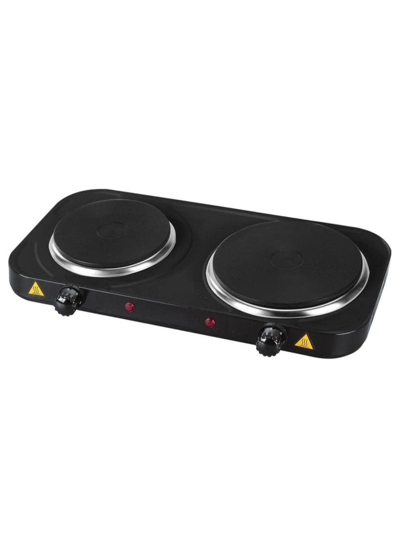 Double Electric Hot Plate – Dual Burners with Adjustable Temperature, Overheat Protection, Auto Thermostat, On/Off Light & Non-Slip Feet for Kitchen & Camping 2500W - Image 1