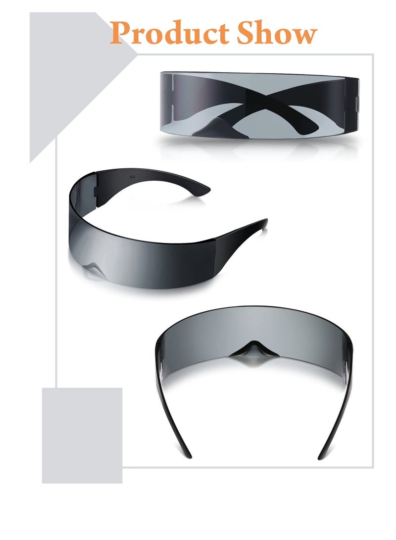 SYOSI 6 Pieces 80s Futuristic Cyclops Visor Sunglasses with Semi Translucent Back to Future Inspired Costume Futuristic Wrap Visor Sun Glasses for Men Women Cyclops Futuristic Style  - Image 5