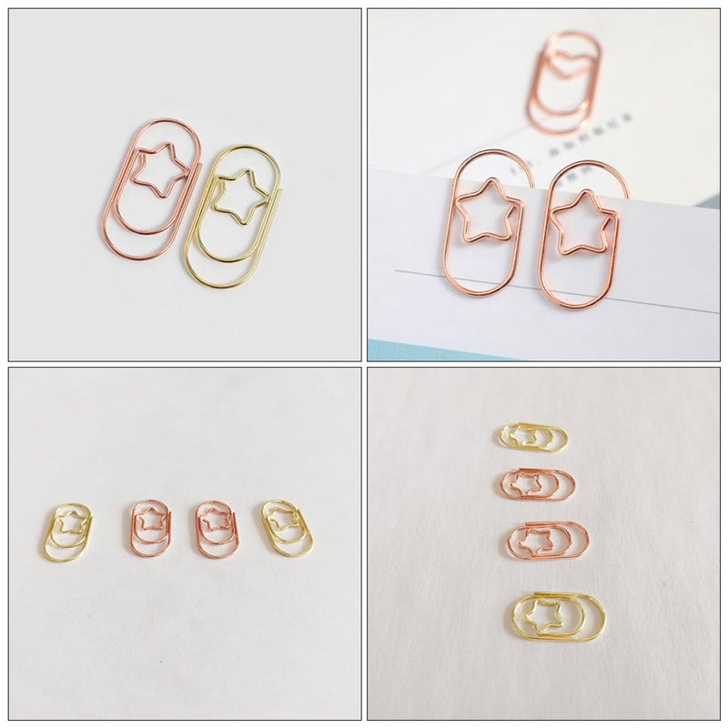 Star Shaped Mini Metal Paper Clips 50pcs Gold Rose Gold for Office Home Organizing - Image 5
