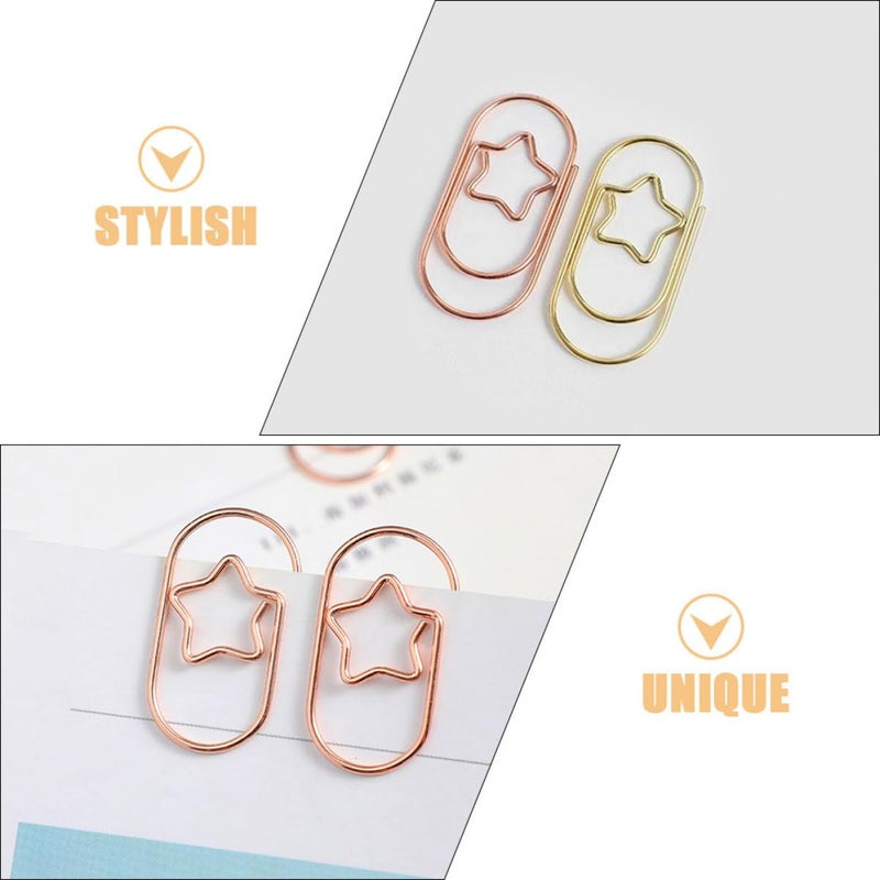 Star Shaped Mini Metal Paper Clips 50pcs Gold Rose Gold for Office Home Organizing - Image 4