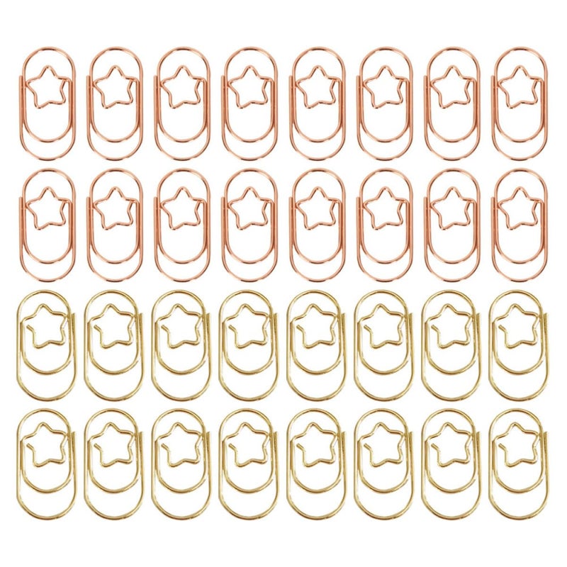 Star Shaped Mini Metal Paper Clips 50pcs Gold Rose Gold for Office Home Organizing - Image 2