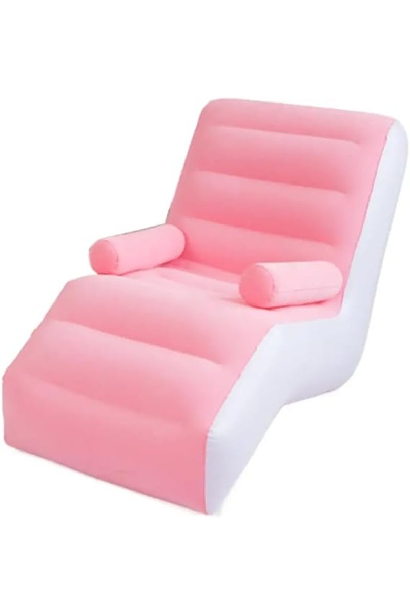 nflatable Couch Air Sofa Portable: S-Shape Inflatable Bed with Household Inflatable Lounge Chair with Household Air Pump Multi-Function Inflate Deck Chair for Living Room.140 X 85 X 80 CM (Pink) - Image 1