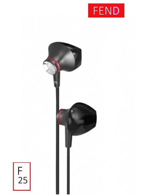 Fend F25 3.5 mm Audio Jack Hands Free Wired Earphone With High Bass Sound Quality Crystal Clear Microphone and Multi Functional Inline Remote Comaptible With Mobiles and Tablets