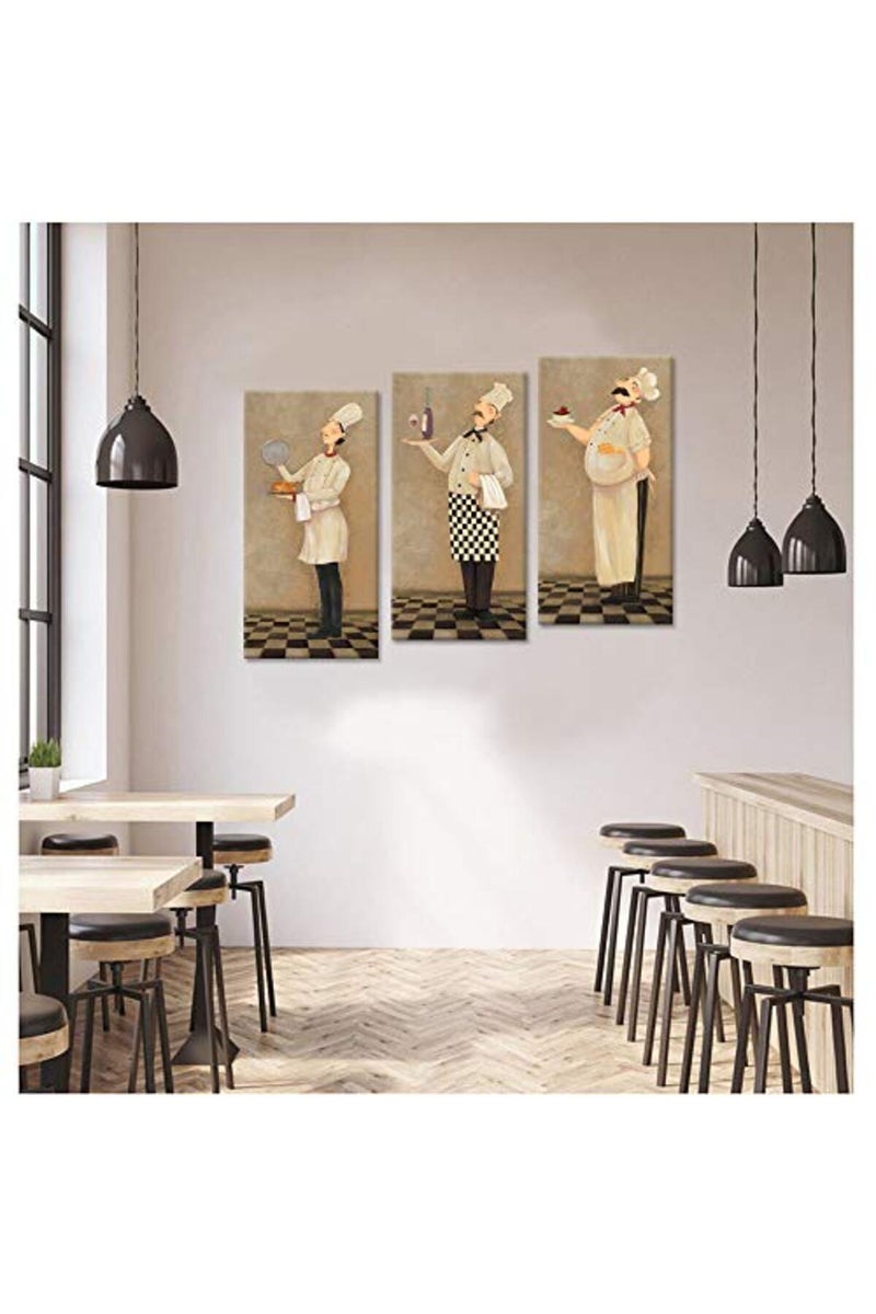 iHAPPYWALL ALAYRA Funny French Chef Vintage Poster Print, 3 Pieces Kitchen Wall Decor Pictures Stretched and Framed for Kitchen Dining Room Chef Restaurant, Ready to Hang 16x32inchx3pcs - Image 5