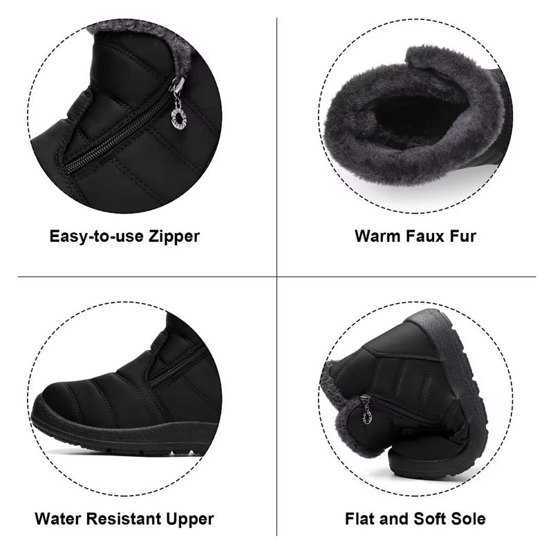 Cheval Winter Snow Zip Up Boots for Women, Fur Lined Warm Ankle Booties, Outdoor Anti-slip Waterproof Comfortable Short Boot, Botas De Invierno Para Mujert - Image 4