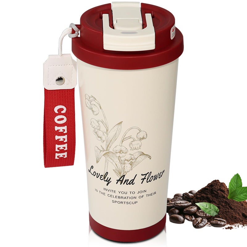 DITOSH Insulated Coffee Tumbler 17.9oz 530ml Travel Coffee Mug 316 Stainless Steel Dual Drink Openings Leakproof Lid Reusable Insulated Coffee Mug Hot and Cold Ideal Travel Mug for Coffee Lover Daily - Image 1