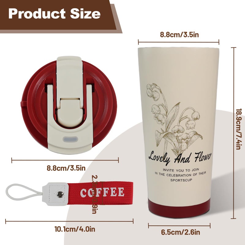DITOSH Insulated Coffee Tumbler 17.9oz 530ml Travel Coffee Mug 316 Stainless Steel Dual Drink Openings Leakproof Lid Reusable Insulated Coffee Mug Hot and Cold Ideal Travel Mug for Coffee Lover Daily - Image 2