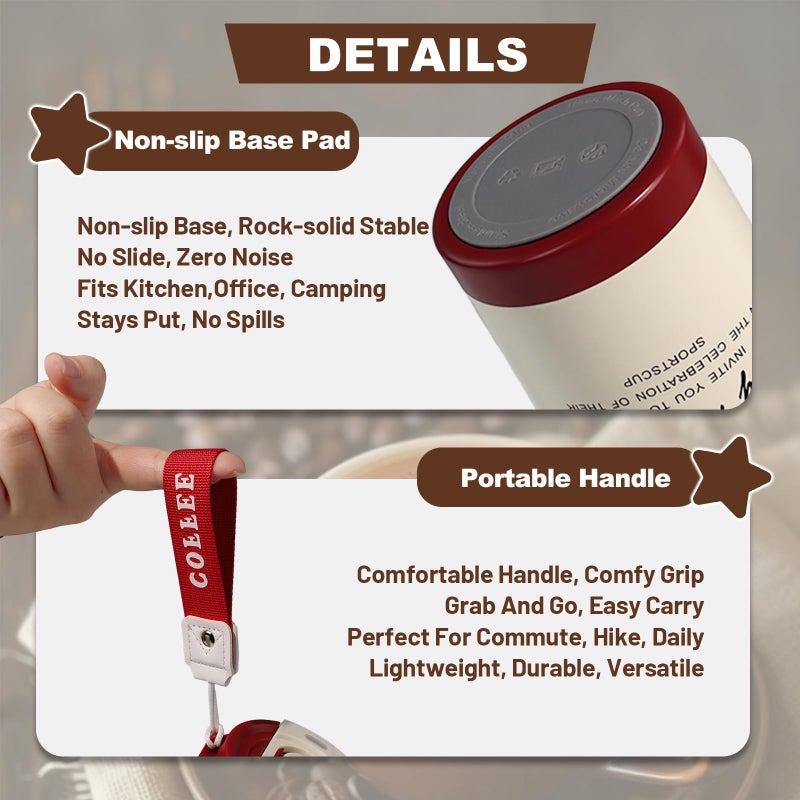 DITOSH Insulated Coffee Tumbler 17.9oz 530ml Travel Coffee Mug 316 Stainless Steel Dual Drink Openings Leakproof Lid Reusable Insulated Coffee Mug Hot and Cold Ideal Travel Mug for Coffee Lover Daily - Image 5