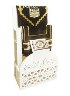 Eworld Elegant White Ramadan Prayer Mat and Quran Holder with Arabic Calligraphy for Home and Office Decor, Stylish, Space-Saving, Water and Fireproof Design with Lightweight Convenience  - Image 4