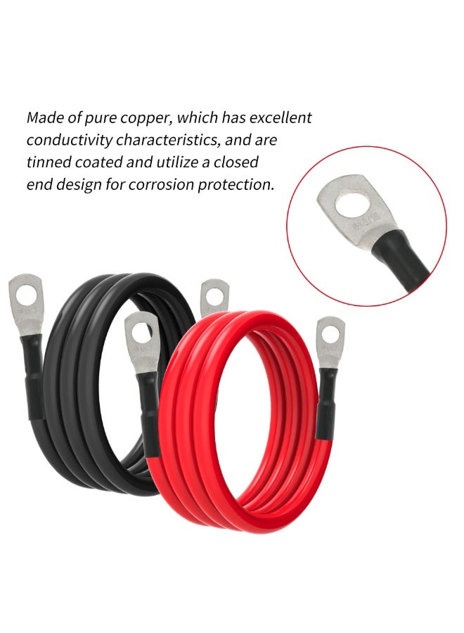 6 AWG Battery Cables 6 Gauge Battery Power Inverter Cable with 5/16 Inch Tinned Copper Lugs Both Ends for Solar Marine Boat RV Car Motorcycle 2 pcs (3FT) - Image 3