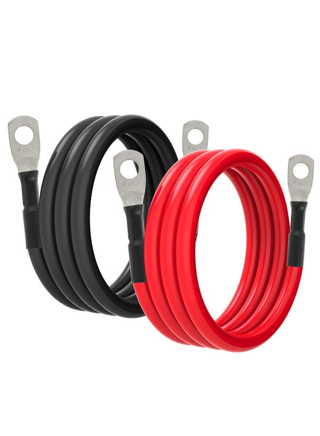 6 AWG Battery Cables 6 Gauge Battery Power Inverter Cable with 5/16 Inch Tinned Copper Lugs Both Ends for Solar Marine Boat RV Car Motorcycle 2 pcs (3FT) - Image 5