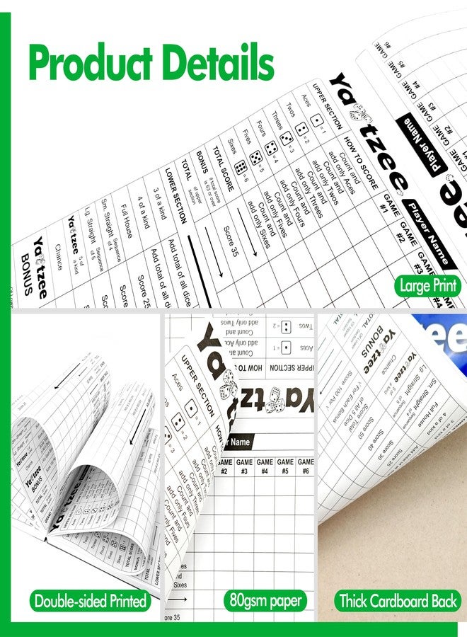 Gethelud 110 Sheets Score Pad for Yahtzee, 220 Tear-Off Pages Score Pad Large Print Score Keeper, Compatible for Yahtzee and Yardzee (6” x 9”) - Image 4