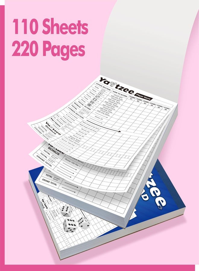 Gethelud 110 Sheets Score Pad for Yahtzee, 220 Tear-Off Pages Score Pad Large Print Score Keeper, Compatible for Yahtzee and Yardzee (6” x 9”) - Image 3