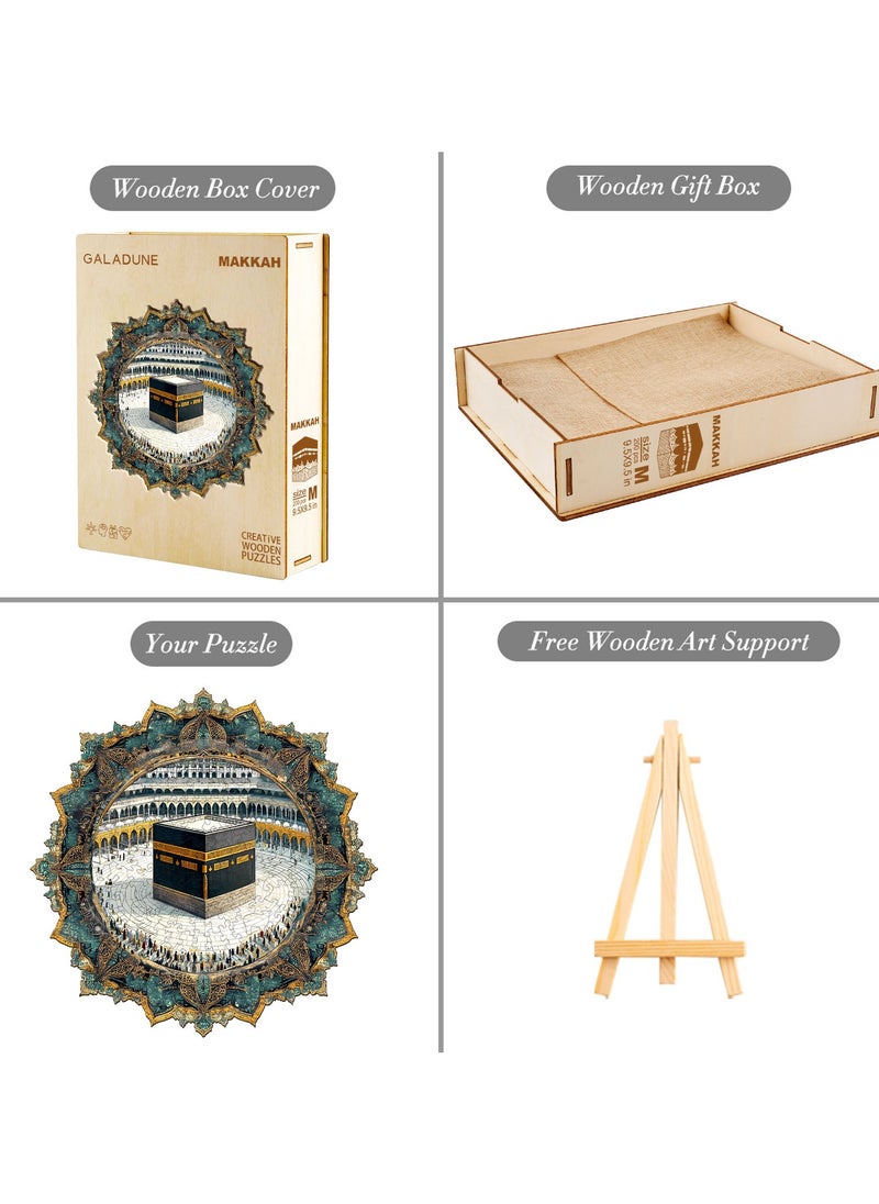 GALADUNE 200 pcs Jigsaws Puzzles for Adult & Kids Teens, Wooden Puzzles, DIY Educational Development Stress Relief Toys, Unique Ramadan Gift Souvenir, Aesthetic Style Home Decorations, Holy Kaaba Pattern  - Image 4