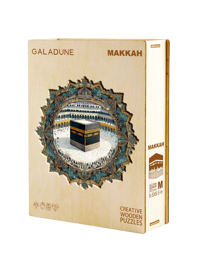 GALADUNE 200 pcs Jigsaws Puzzles for Adult & Kids Teens, Wooden Puzzles, DIY Educational Development Stress Relief Toys, Unique Ramadan Gift Souvenir, Aesthetic Style Home Decorations, Holy Kaaba Pattern  - Image 5