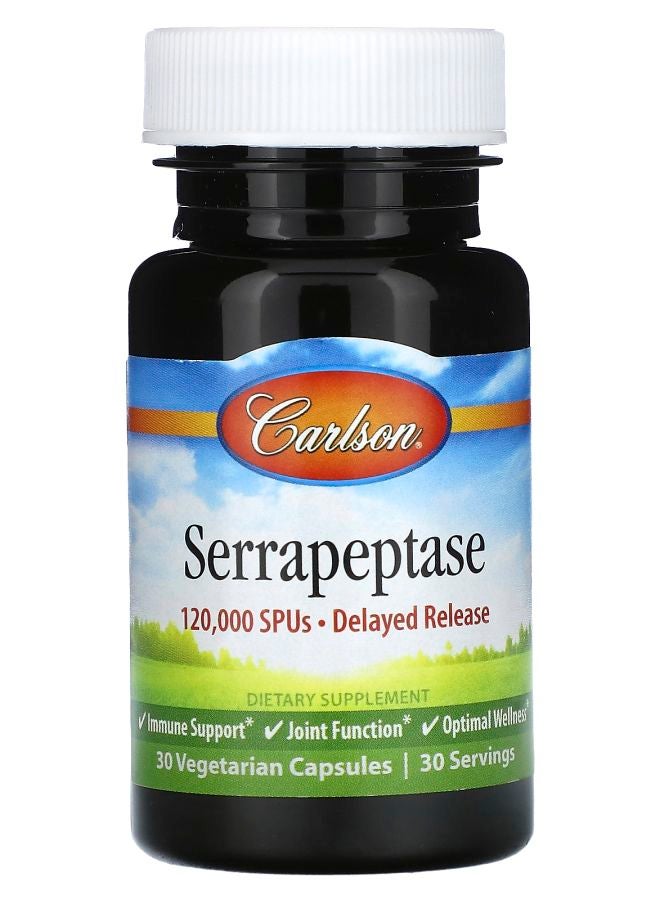 Serrapeptase Delayed Release 120000 SPUs 30 Vegetarian Capsules