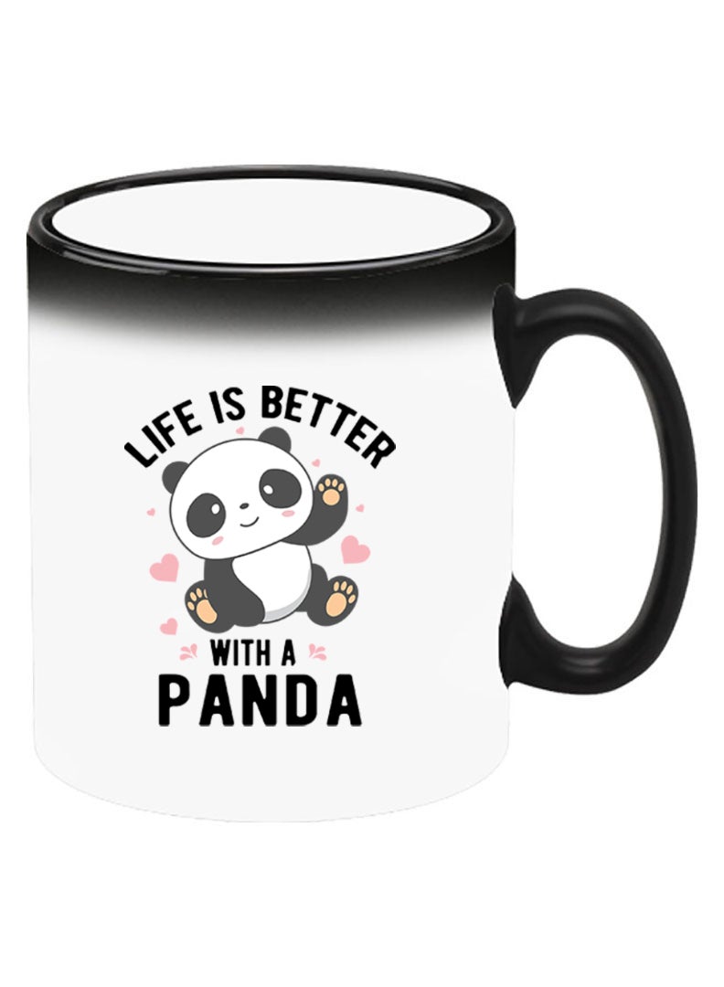 Theodor Color Changing Heat Sensitive Ceramic Mug, Image Revealed When HOT Liquid is Added! Life is better with panda black - Image 2