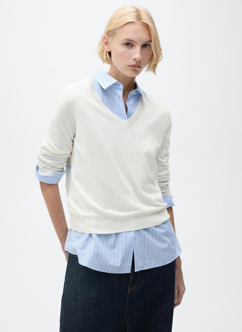 MANGO - V-Neck Knit Sweater - Image 1