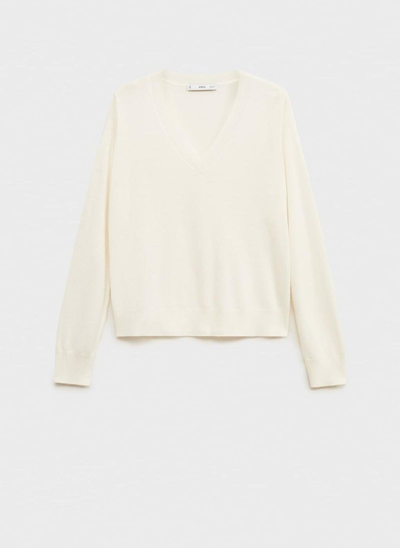 MANGO - V-Neck Knit Sweater - Image 1