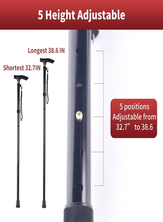 Folding Walking Cane for Seniors, 5-Level Adjustable Height Lightweight Aluminum Walking Stick, Portable Travel Cane with Anti-Slip Tip, Foldable Mobility Aid for Men Women (Red) - Image 4