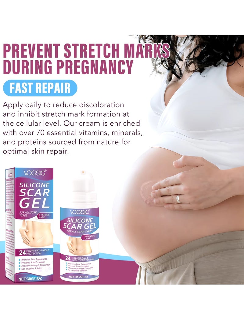 VOGSIG Silicone Scar Gel for Damaged Skin Dead Skin Elimination Surgery Scar Burns Acne Scars and Pregnancy Lines Deeply Moisturize Hydrates Smooths New and Old Scars Scar Removal Cream Gel 30g - Image 3