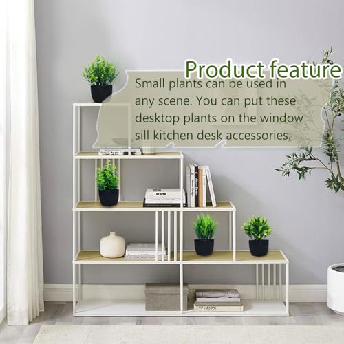 GREENTIME 4 Pack Fake Plants in Black Pot Mini Artificial Eucalyptus Potted Plant Small Faux Grass Greenery Potted for Indoor Home Office Farmhouse Bathroom Table Decoration - Image 4