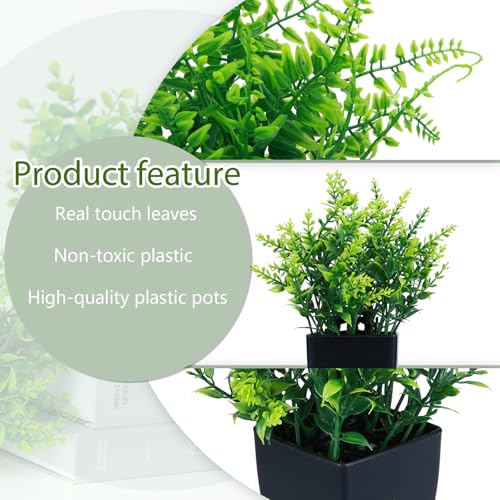 GREENTIME 4 Pack Fake Plants in Black Pot Mini Artificial Eucalyptus Potted Plant Small Faux Grass Greenery Potted for Indoor Home Office Farmhouse Bathroom Table Decoration - Image 3