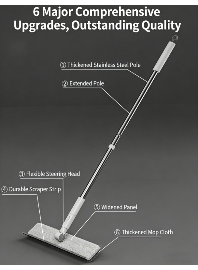 فرشاة تنظيف متعددة الوظائف 3 في 1 - لوحة بعرض 27 سم، عمود قابل للتمديد من الفولاذ المقاوم للصدأ، ممسحة مثبتة على الحائط للحمام والأرضيات والنوافذ والزجاج - لا تترك أثراً للماء ولا تسبب تشابك الشعر - Image 2