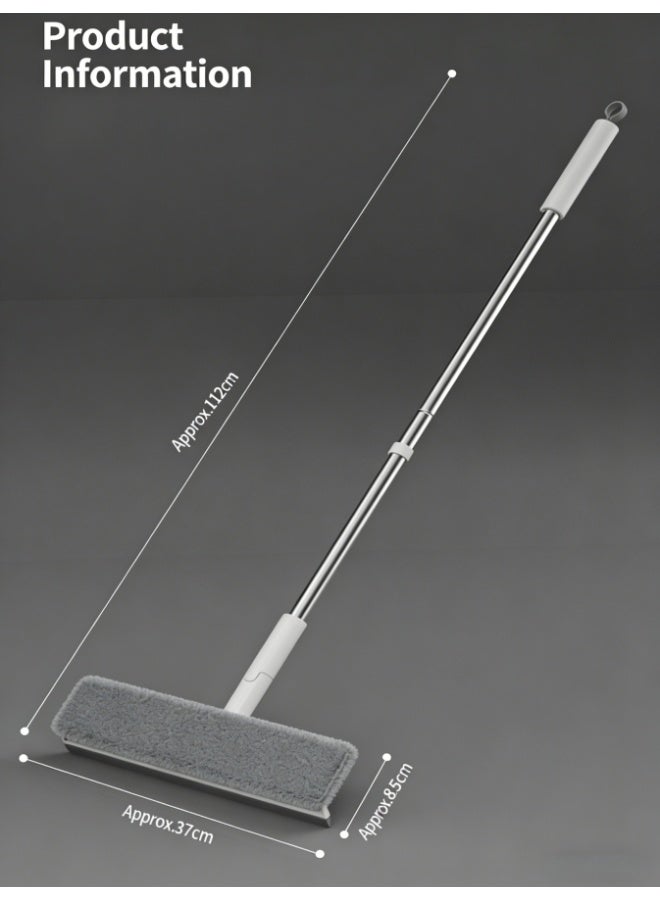 فرشاة تنظيف متعددة الوظائف 3 في 1 - لوحة بعرض 27 سم، عمود قابل للتمديد من الفولاذ المقاوم للصدأ، ممسحة مثبتة على الحائط للحمام والأرضيات والنوافذ والزجاج - لا تترك أثراً للماء ولا تسبب تشابك الشعر - Image 3