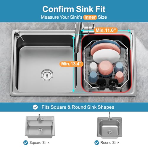 iSPECLE Small in Sink Dish Drying Rack Stainless Steel Compact Inside Sink Dish Drainer for RV Apartment Kitchen Rust Resistant 116 W x 134 L Silver - Image 3