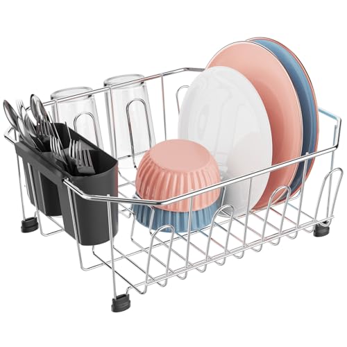 iSPECLE Small in Sink Dish Drying Rack Stainless Steel Compact Inside Sink Dish Drainer for RV Apartment Kitchen Rust Resistant 116 W x 134 L Silver - Image 1