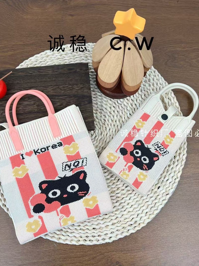 High-End Mobile Phone Bag, New Cartoon Knitted Bag, Dopamine Color Handbag, Niche Versatile Shoulder Crossbody Bag - Image 3