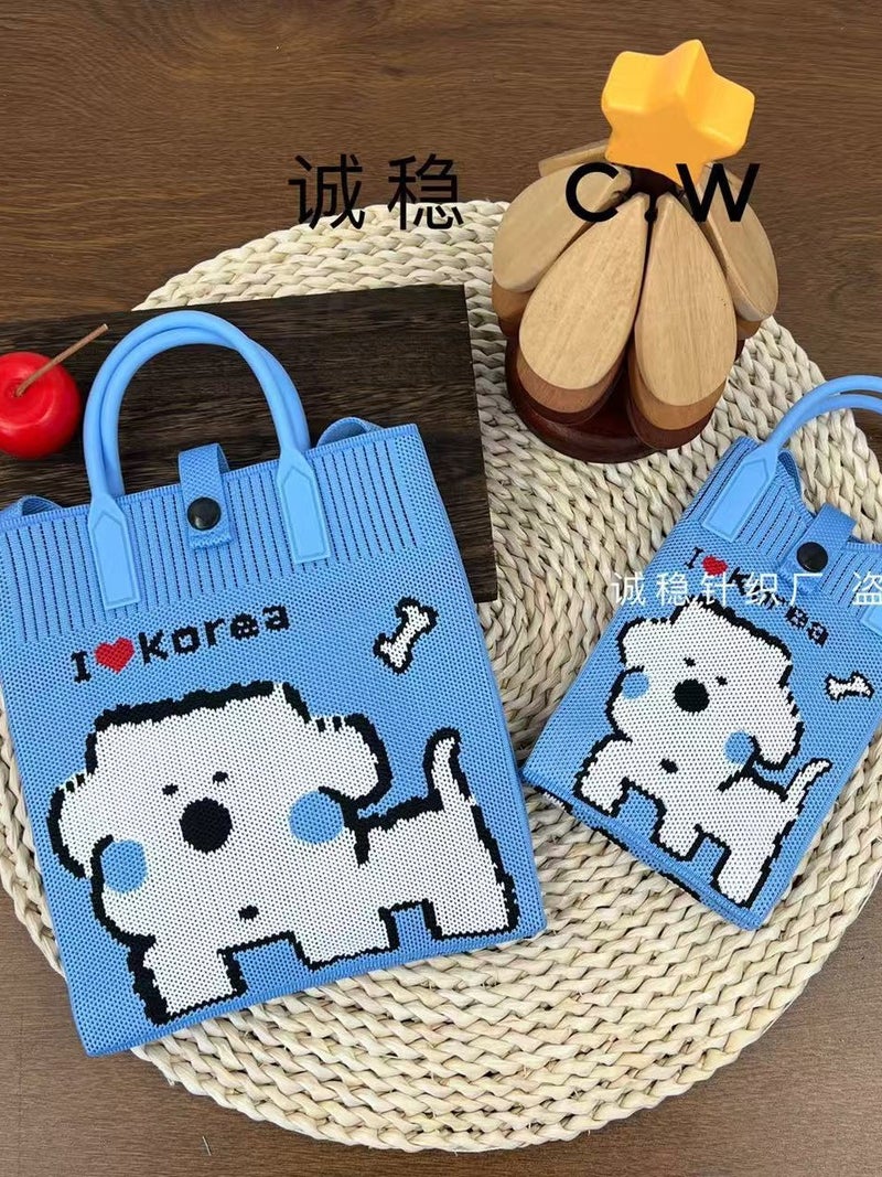 High-End Mobile Phone Bag, New Cartoon Knitted Bag, Dopamine Color Handbag, Niche Versatile Shoulder Crossbody Bag - Image 2