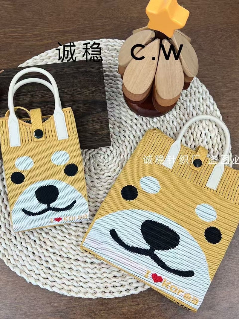 High-End Mobile Phone Bag, New Cartoon Knitted Bag, Dopamine Color Handbag, Niche Versatile Shoulder Crossbody Bag - Image 4