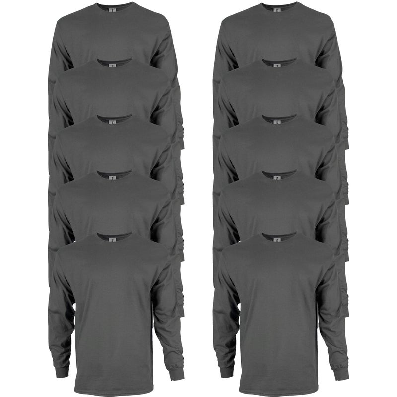 Gildan Men's Ultra Cotton Long Sleeve T-Shirt, Style G2400, Multipack, Charcoal (10-Pack), Medium - Image 1