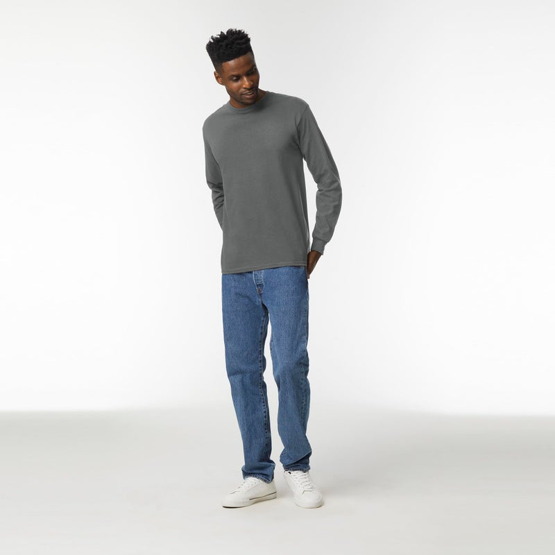 Gildan Men's Ultra Cotton Long Sleeve T-Shirt, Style G2400, Multipack, Charcoal (10-Pack), Medium - Image 3