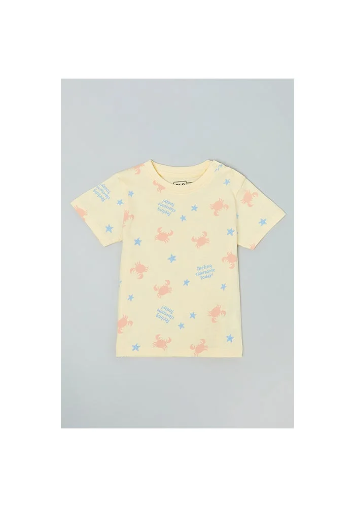 R&b Printed T-Shirt with Crew Neck and Short Sleeves