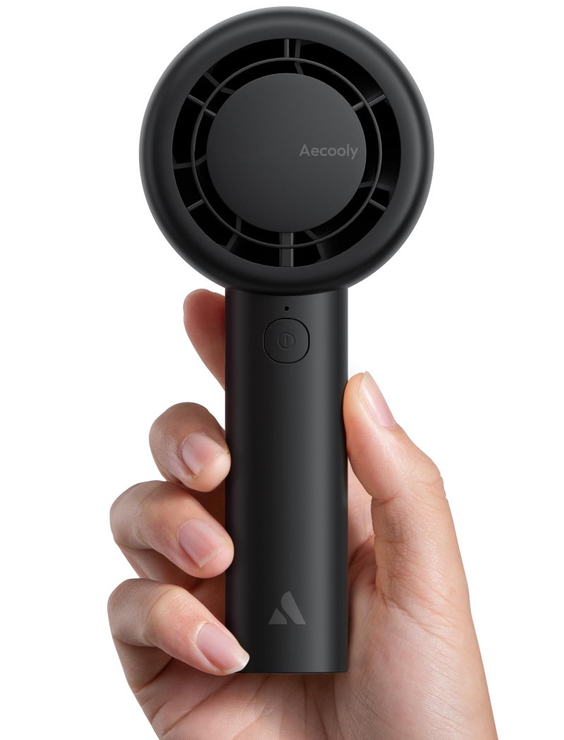 Aecooly Portable Handheld Turbo Fan 24H Max Cooling Time 5 Speeds USB Rechargeable Mini Personal Battery Operated Small Pocket Cooling Fan GIfts for Women Travel Home Office Beach Lash Black