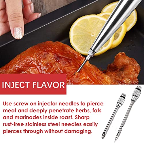 KAYCROWN Stainless Steel Turkey Baster Commercial Grade Quality Rubber Bulb Including 2 Marinade Injector Needles and Brush for Easy Clean Up - Image 3