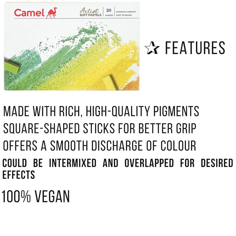 Camlin 20 Shades Artist Soft Pastels With Cutter|Multicolor - Image 4