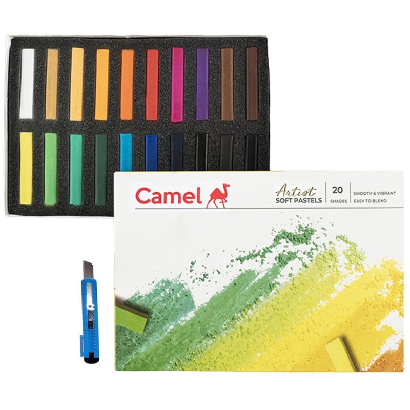 Camlin 20 Shades Artist Soft Pastels With Cutter|Multicolor - Image 1
